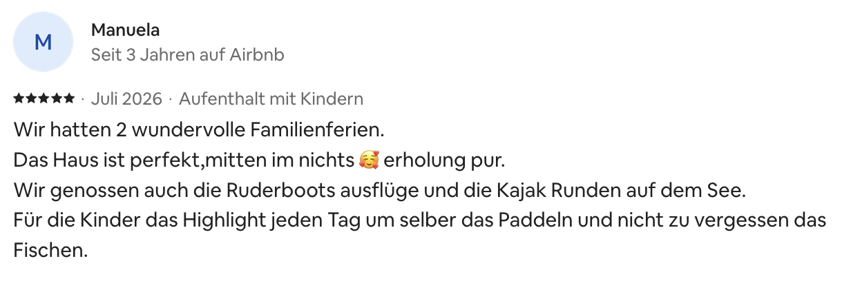 Opinión original de Manuela en Airbnb