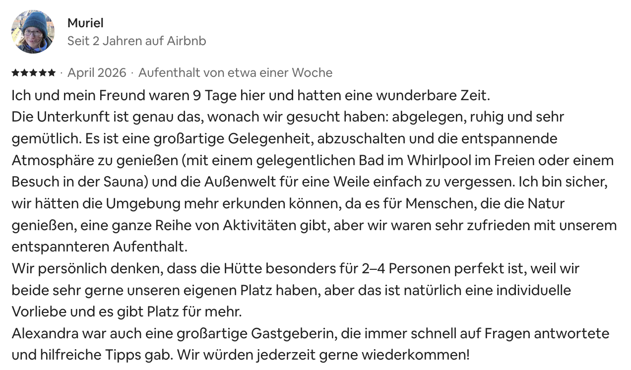 Opinión original de Muriel en Airbnb