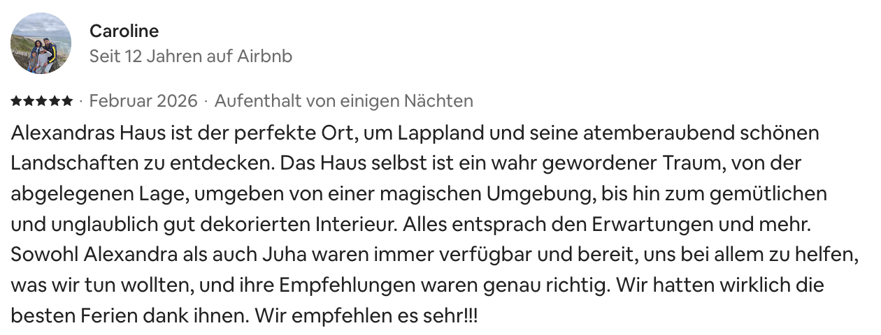 Opinión original de Caroline en Airbnb