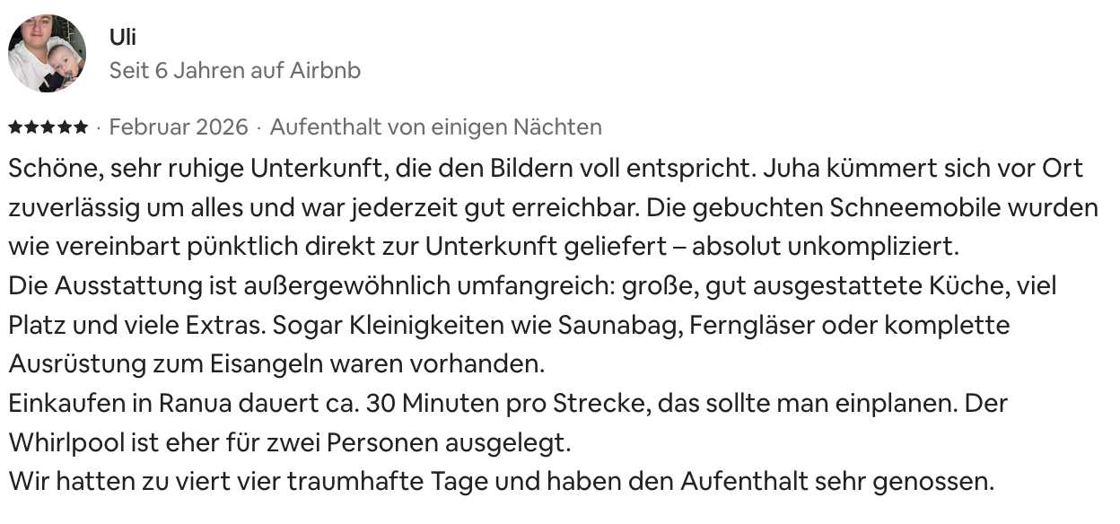 Opinión original de Uli en Airbnb