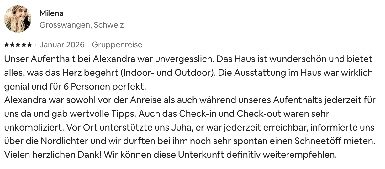 Opinión original de Milena en Airbnb