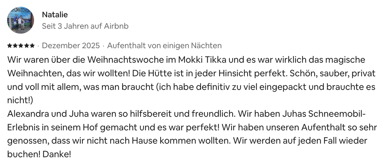 Opinión original de Natalie en Airbnb