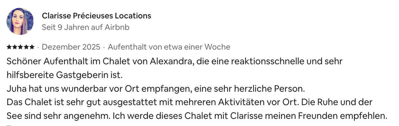 Opinión original de Clarisse Précieuses Locations en Airbnb