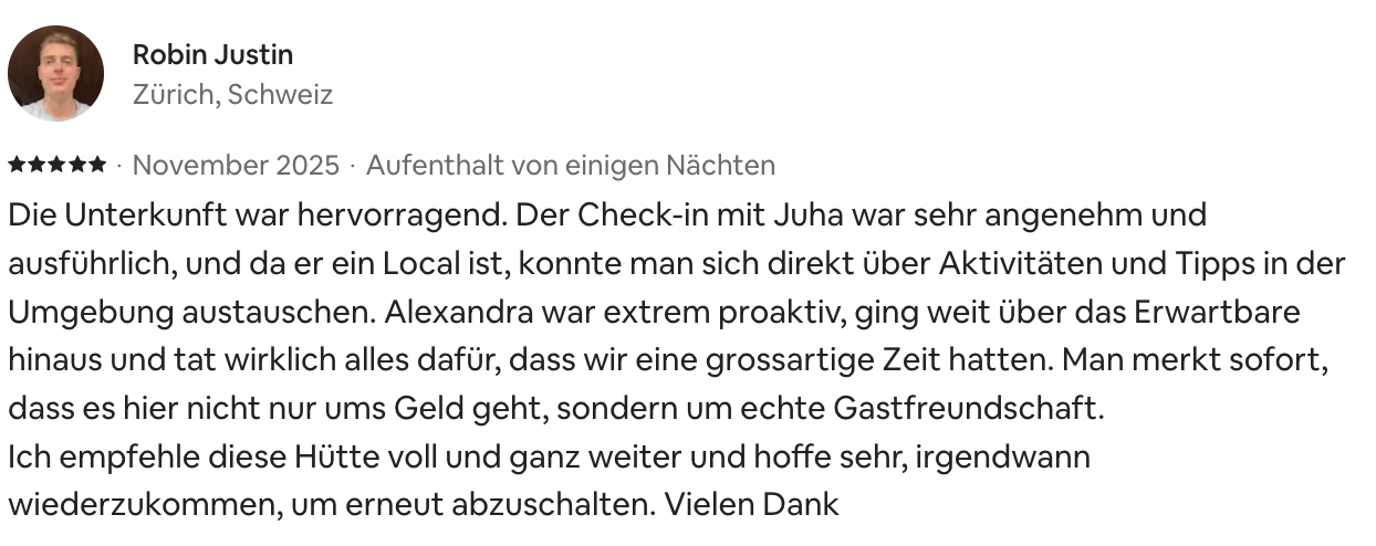 Opinión original de Robin Justin en Airbnb