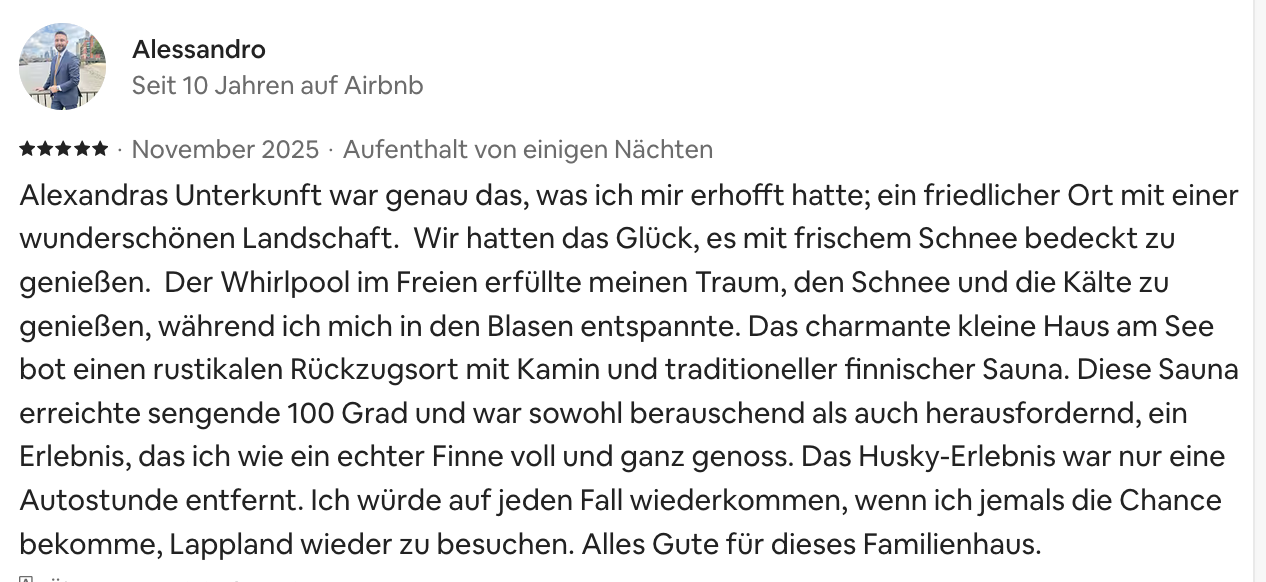 Opinión original de Alessandro en Airbnb